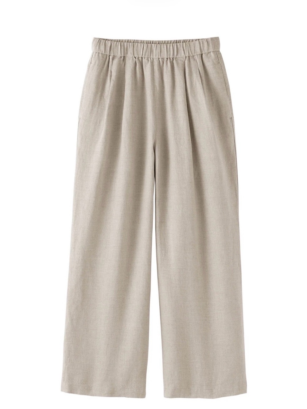Muji Wide Leg Elastic Waist LinenPants - Light Beige